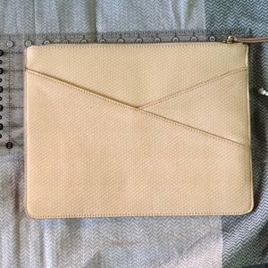 Snakeskin large clutch tan
